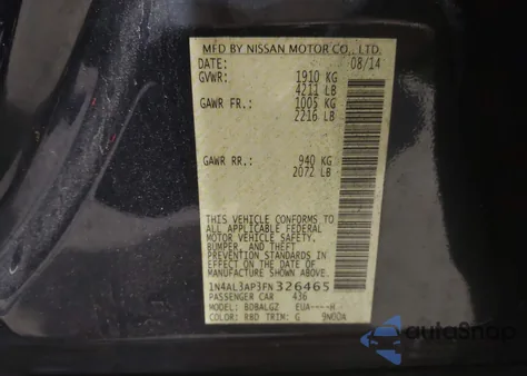 2015 Nissan Altima 2.5 S z USA, uszkodzony, nr VIN 1N4AL3AP3FN326465